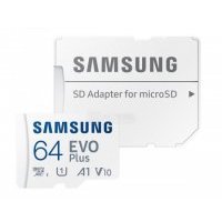 Карта памяти Samsung microSDXC 64GB EVO PLUS microSDXC Class 10 UHS-I, U3 + SD адаптер MB-MC64KA/RU EVO Plus 64Gb Class10 White (MB-MC64KA/RU)