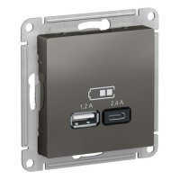 Розетка USB Schneider Electric AtlasDesign скрыт. IP20 сталь (упак.:1шт) ATN000939