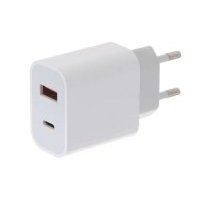 Зарядное устройство сетевое Red Line УТ000024925 Tech USB + Type-C, 3A, PD 20W, белый NQC-13