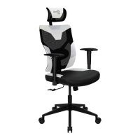 Кресло игровое Aerocool Guardian, на колесиках, искусственная кожа/сетка, черный/белый [guardian azure white] GUARDIAN AZURE WHITE