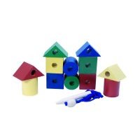 Деревянная игрушка RNToys Бусы геометрические цветные (12 деталей)