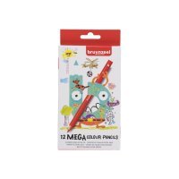 Набор карандашей цветных Bruynzeel "Kids Mega" 12 цв, утолщенных Набор утолщенных цветных карандашей Kids Mega 12 цветов в картонной упаковке