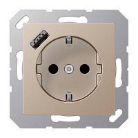 A1520-18ACH JUNG Розетка SCHUKO® с USB-зарядным устройством, тип А термопласт шампань 