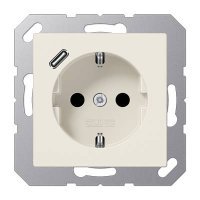 A1520-18C JUNG Розетка SCHUKO® с USB-зарядным устройством, тип С термопласт слоновая кость