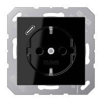 A1520-18CSW JUNG Розетка SCHUKO® с USB-зарядным устройством, тип С термопласт черный 