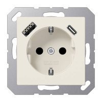 A1520-15CA JUNG Слоновая кость Розетка SCHUKO® с USB-зарядным устройством, тип A + тип С; термопласт