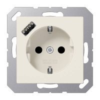 A1520-18A JUNG Розетка SCHUKO® с USB-зарядным устройством, тип А термопласт слоновая кость