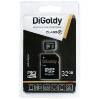 Карта памяти 32GB DiGoldy microSDHC Class 10 + SD адаптер DG032GCSDHC10-AD