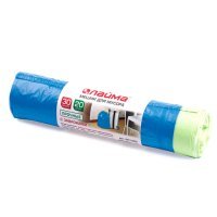 Мешки д/мусора 30л, завязки, синие, в рулоне 20шт, ПНД, 12мкм, 50х60см(±5%), прочные, ЛАЙМА, 601395, 10шт/партия 601395