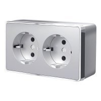 Розетка двойная с заземлением и шторками Werkel GALLANT W5072106 4690389167188 Накладные механизмы Gallant серебряные W5072106