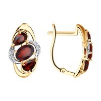 Серьги SOKOLOV из золота с гранатами и фианитами