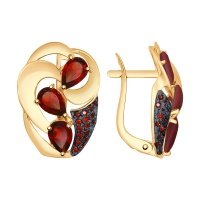 Серьги SOKOLOV из золота с гранатами и красными фианитами 725076