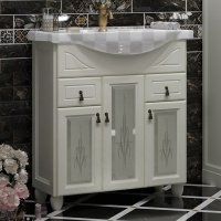 Тумба для комплекта Opadiris Тибет 75 с художественным стеклом, слоновая кость 00-00003878