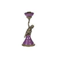 Подсвечник с ангелом Wah luen handicraft правая рука сверху 25 см Путти