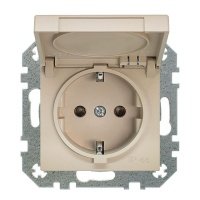 розетка 1 пост LIREGUS Retro с заземлением пруж. матовый крем