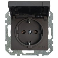 розетка 1 пост LIREGUS Retro с заземлением пруж.матовый черный