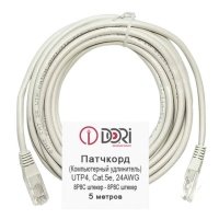 патч-корд DORI UTP4 cat5e литой 5м серый 