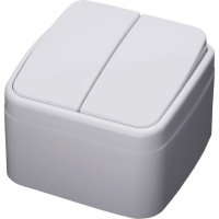 Выключатель двухклавишный (белый) Basic Stekker PSW10-42-20 39032 