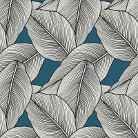 Обои Lutece Les Essentiels 51201601 Винил на флизелине (0,53*10,05) Бирюзовый/Серый, Листья