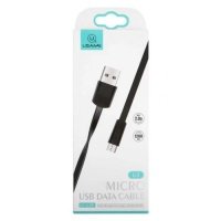 Дата-Кабель USAMS-U2 USB - micro USB, плоский, черный (SJ201MIC01) 