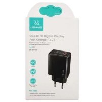 Сетевое зарядное устройство USAMS - (Модель - US-CC133 T40) QC3.0 + PD, Digital Display Fast Charger, черный (CC133TC01) US-CC133 T40