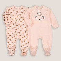 Комплект из 2 пижам цельных С принтом из велюра 3 года - 94 см розовый 