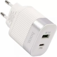 Сетевое зарядное устройство Hoco RC4, USB+Type-C, PD20W+QC3.0, белый RC4