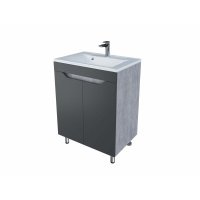 Тумба с раковиной Stella Polar Абигель 65 см, напольная, 2 дверки, серый-цемен SP-00001079+4627173210096