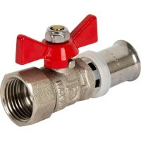 Кран шаровый Valtec для металлопластиковой трубы под пресс ø16х1/2" внутренняя резьба никелированная латунь VT.242.N.1604