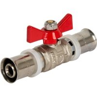 Кран шаровый Valtec для металлопластиковой трубы под пресс ø16 мм никелированная латунь VT.243.N.1616