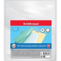 Обложки для тетрадей и дневников Erich Krause Fizzy Clear с клеевым краем 212*395мм 10шт 
