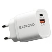 Сетевое зарядное устройство Exployd Rash EX-Z-1128 USB 2.4A QC3.0 PD 20W белое EX-Z-1128