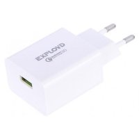 Сетевое зарядное устройство Exployd Rash EX-Z-1147 USB 3A QC3.0 18W белое EX-Z-1147