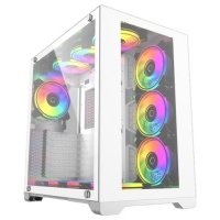 Корпус mATX Powercase CVWM-L4 белый, без БП, боковая и передняя панель из закаленного стекла Vision Black