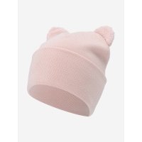 Шапка для девочек Demix, Розовый, размер 54 Hat with Turn Up and pompon for Girls Regular