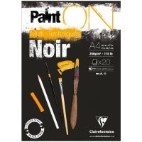 Альбом-склейка для смешанных техник Clairefontaine "Paint'ON Noir" А4 20 л 250 г, черный 