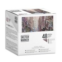 Набор маркеров Sketchmarker Royal Grey 48 шт, пластик.бокс