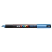 Маркер UNI "POSCA" PC-1MR, 0,7 мм, наконечник игольчатый, цвет синий металлик 