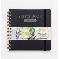 Скетчбук для акварели Малевичъ "White Swan" Fin 16х16 см 25 л 200 г, черный