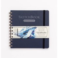 Скетчбук для акварели Малевичъ "White Swan" Fin 16х16 см 25 л 200 г, синий