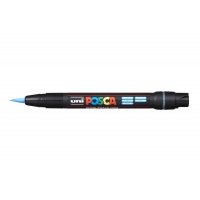 Маркер UNI "POSCA" PCF-350, кисть, цвет голубой 