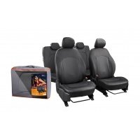 Чехлы для Nissan X-Trail (07-14 г.) "Лима", 14 пред., задн.спин. 1/3, экокожа перф., черн. AIRLINE Alonso