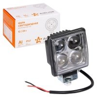 Фара светодиодная квадратная, 4 LED направленный свет, 12W, (76х76х46) 12/24V AIRLINE 
