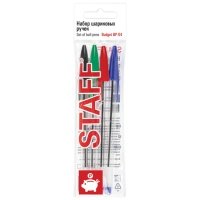 набор шариковых ручек STAFF Basic Budget BP-04 4шт 4цв 0,5мм