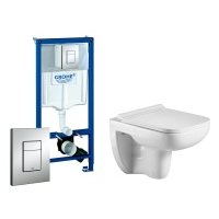 Комплект 3 в 1 инсталляция Grohe Rapid SL + унитаз WeltWasser Kehlbach 004 GL-WT + кнопка хром 
