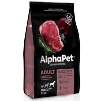 AlphaPet Сухой корм для собак крупных пород с говядиной, 12 кг 
