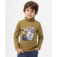 Футболка с длинным рукавом и принтом цвета хаки Button Blue 222BBBMC18014400