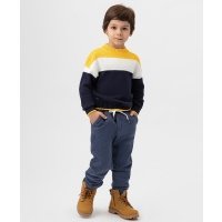Брюки трикотажные свободные синие Button Blue 222BBBMC63061000