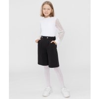 Шорты трикотажные с защипами черные Button Blue 222BBGS54010800
