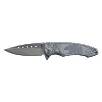 Нож складной Stinger, 85 мм (серебристый), рукоять: сталь/алюмин. (серебр.), с клипом, короб. картон 